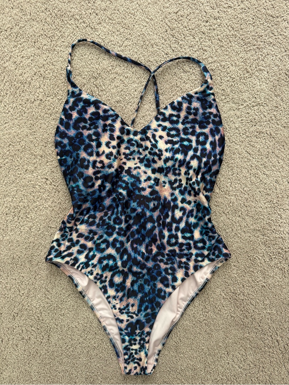 Victoria's Secret Blue and Black Leopard One-Piece Swimsuit